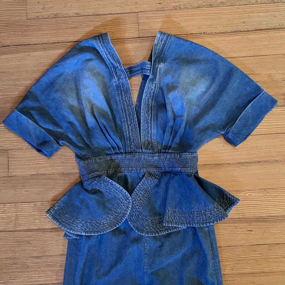 Johanna Ortiz Nuevo Mexicana Denim Trench Coat Dress Sz 4 - Picture 14 of 15